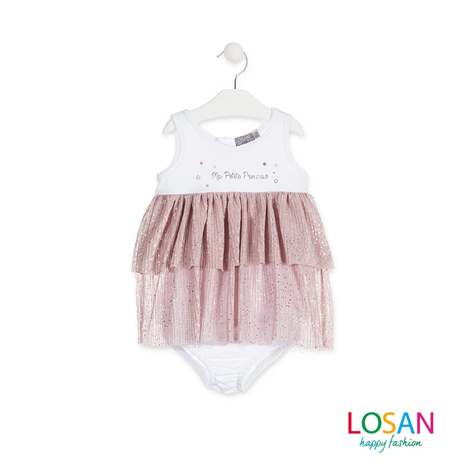 Losan - Vestito con Mutandina in Tulle Rosa Baby Bambina