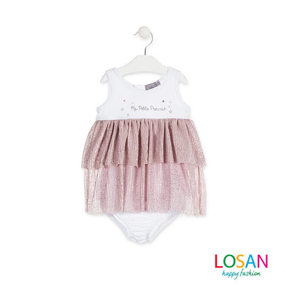 Losan - Vestito con Mutandina in Tulle Rosa Baby Bambina