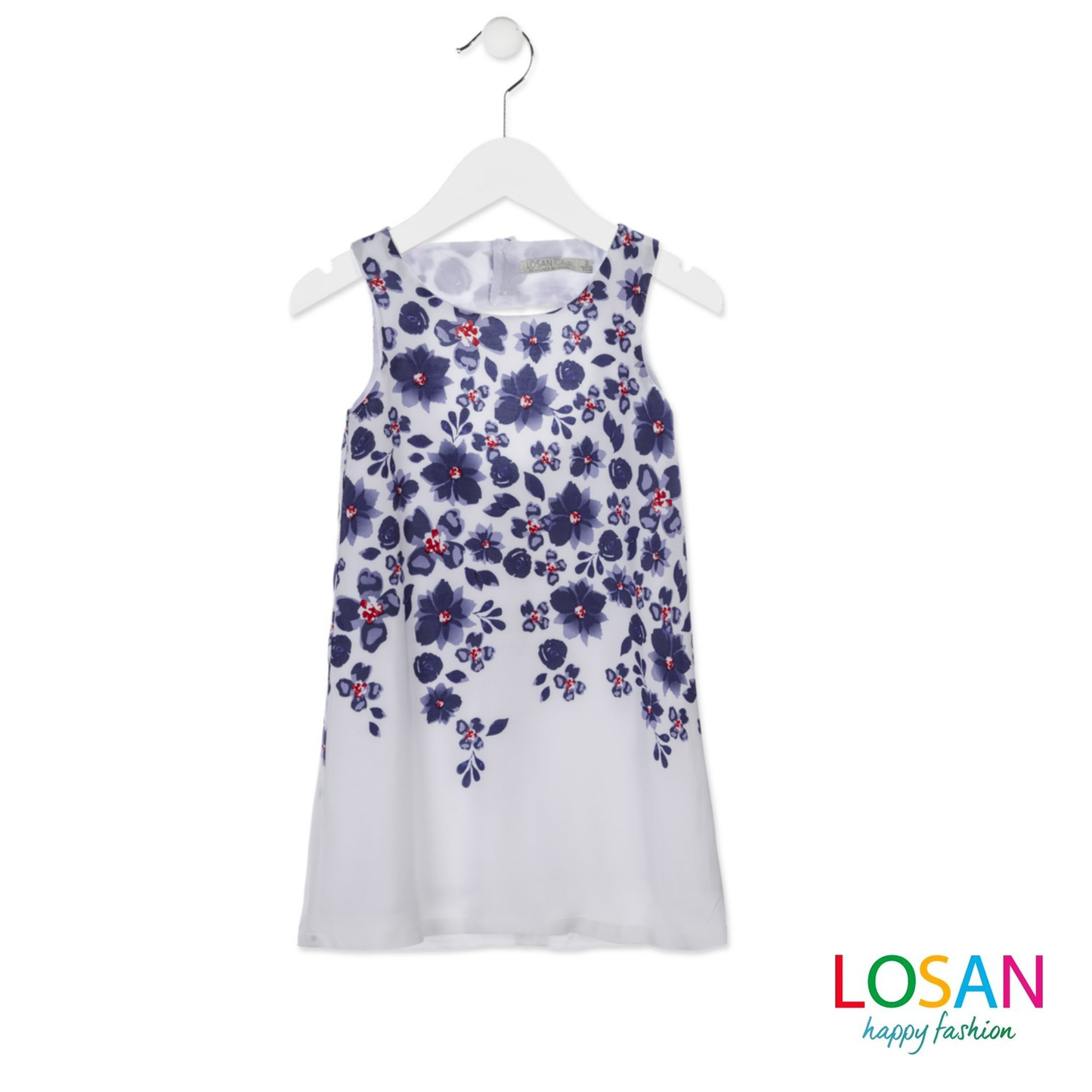 Losan - Vestito Bambina Junior Smanicato Fiori Blu