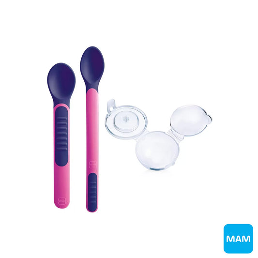 MAM - Set 2 cucchiai Heat Sensitive Spoons e Cover