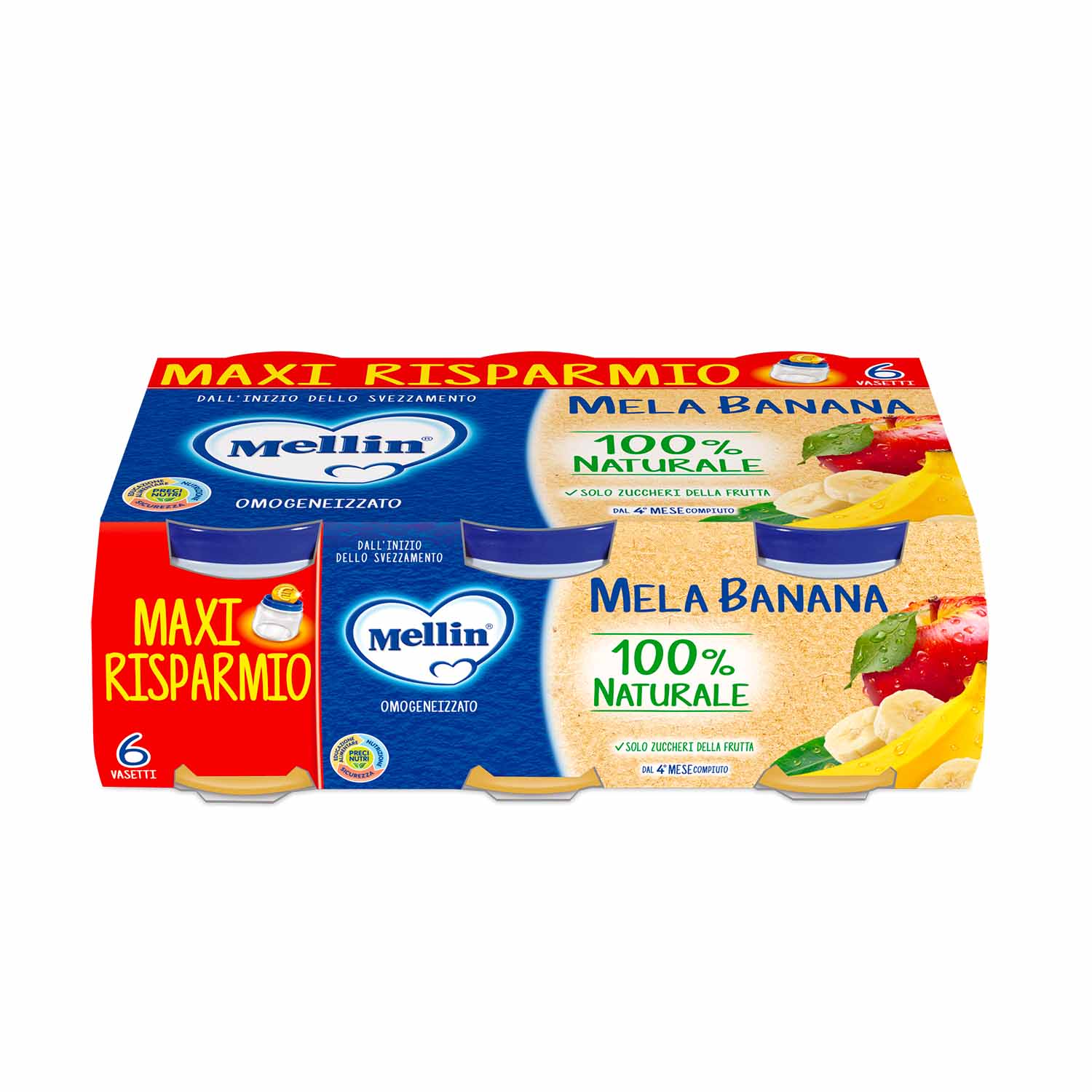 Mellin - Omogeneizzato mela e banana 6 x 100 gr