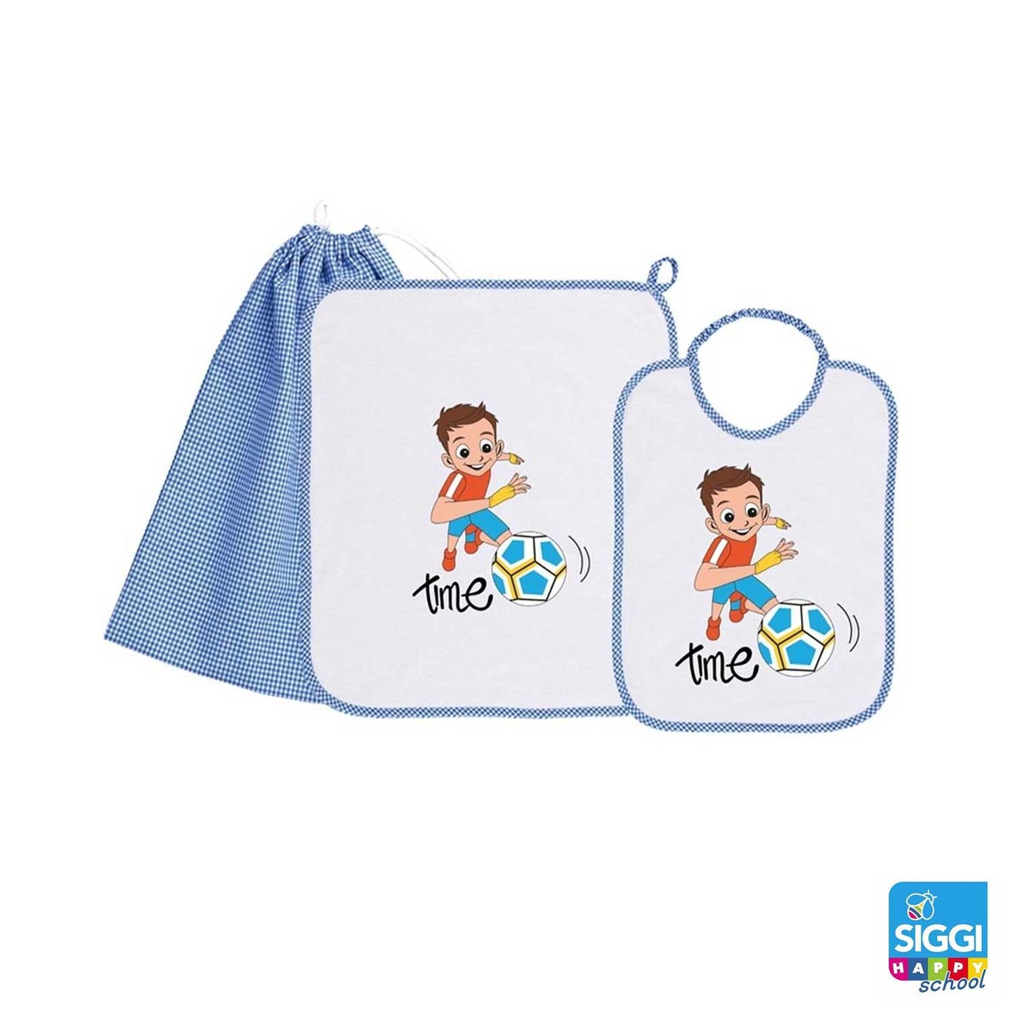 Siggi - Set Asilo Bimbo 3pz Asciugamano Sacchetta Bavaglino