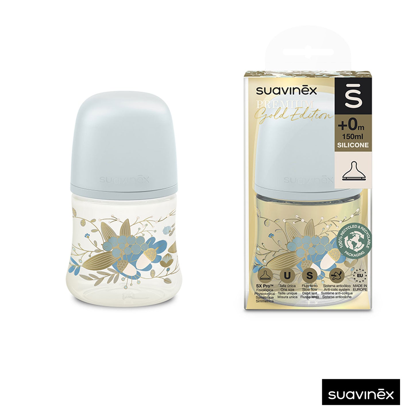 Suavinex - Bottle 150ml slow flow 0m+ Gold Edition
