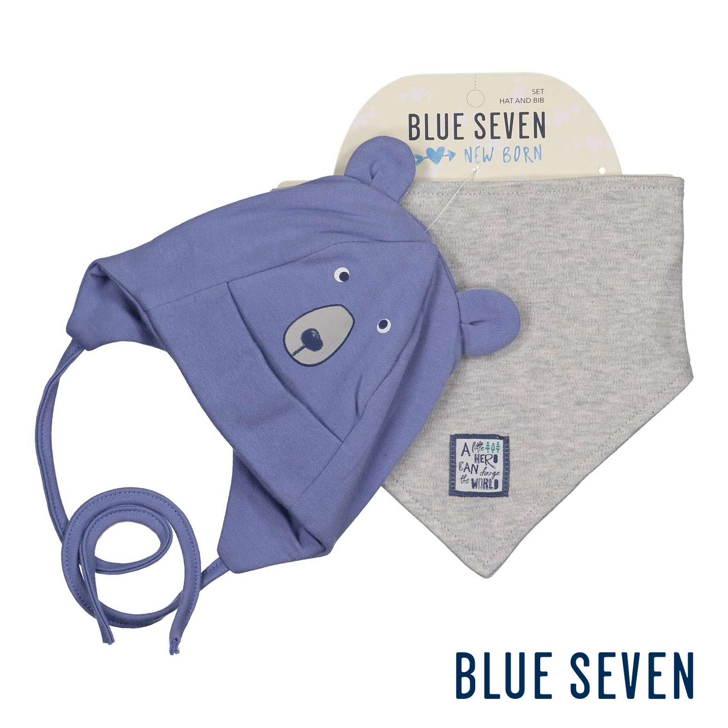 Blue Seven - Set Neonato Cappellino + Bavaglino Viola/Grigio