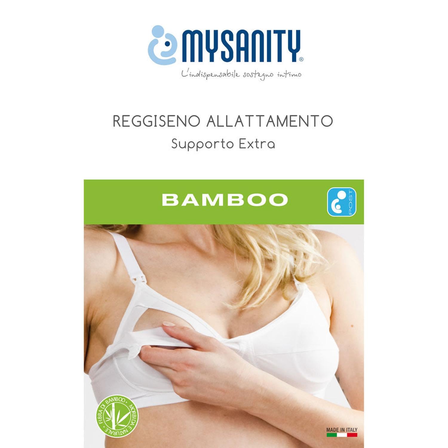 Mysanity - Reggiseno Allattamento Supporto Extra Bamboo Colori Nero/Bianco
