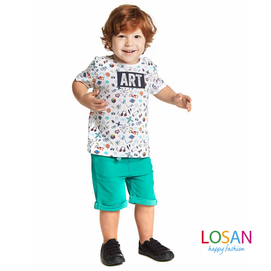 Losan - Baby Boy Short Sleeve T-Shirt Prints Color White