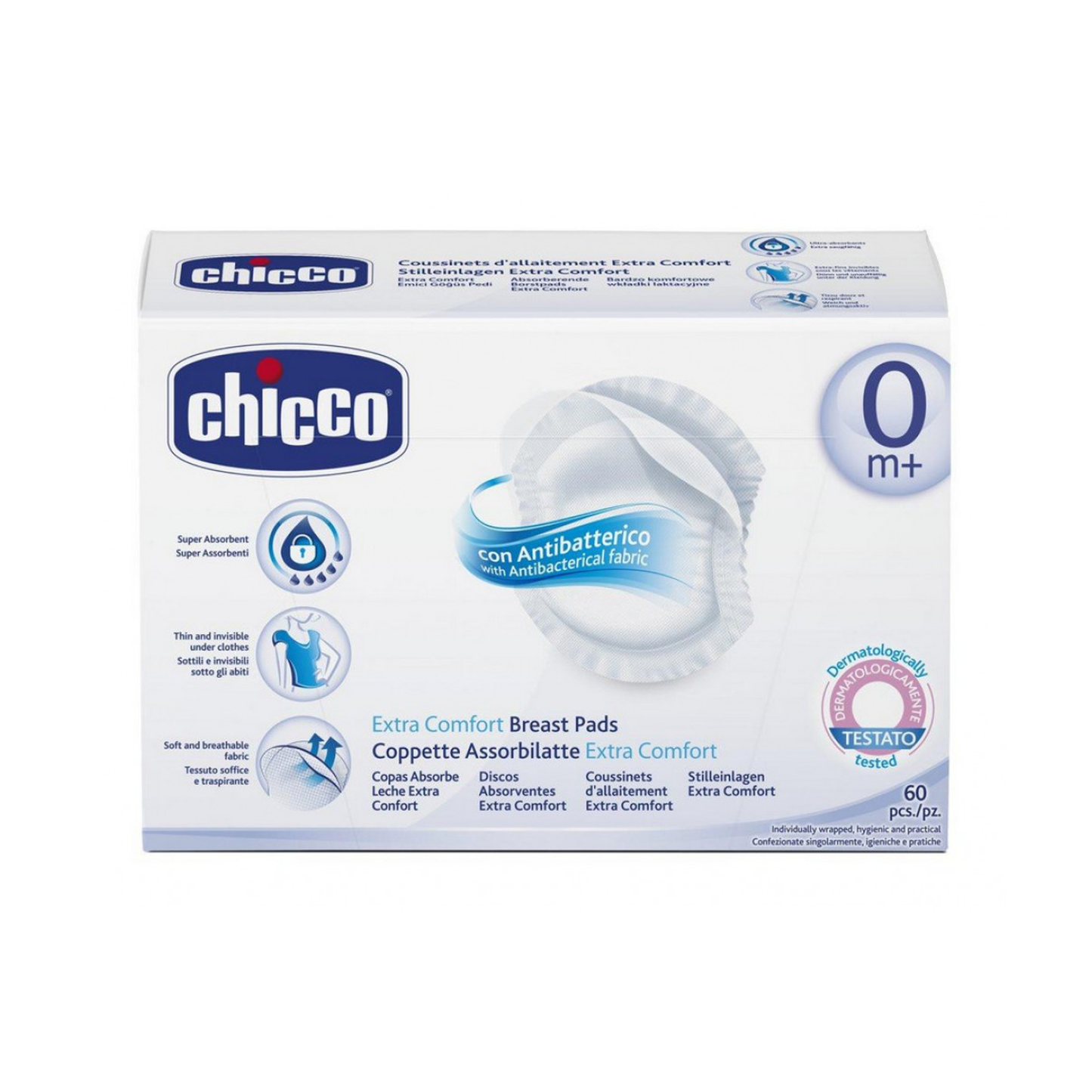 Chicco - Antibacterial Breast Pads Absorbilatte 60 pcs