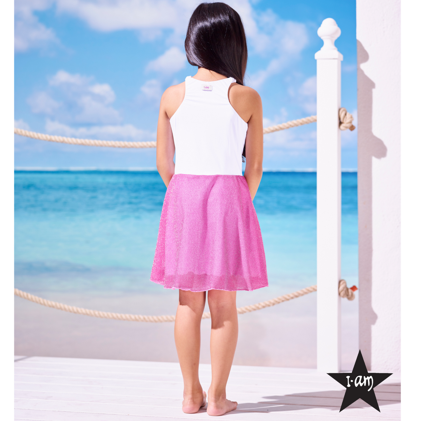 I Am Bikini - Pink Glitter Swimsuit Cover Up For Girl Junior LAST SIZE 8 YEARS