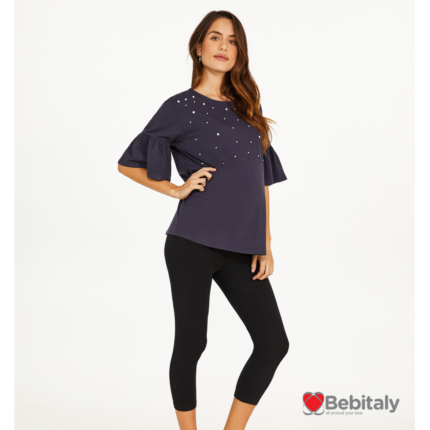 Bebitaly - Leggins Maternità Pinocchietto Colore Nero - S ULTIMA TAGLIA