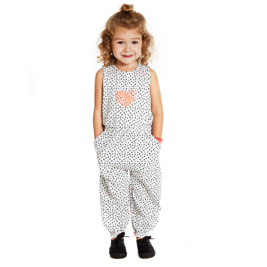 Losan - Gray Polka Dot Baby Girl Sleeveless Overall