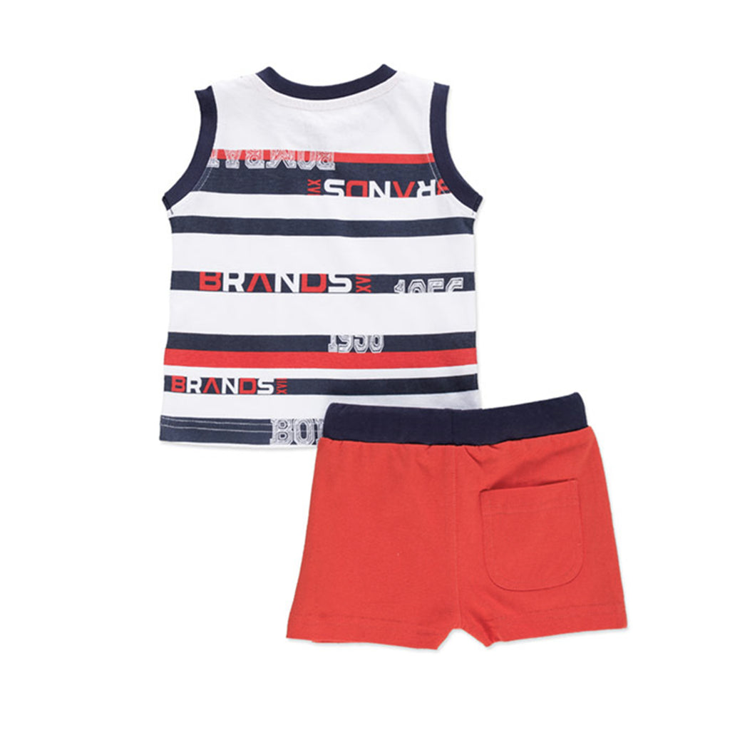 Losan - Newborn Boy Striped T-Shirt and Bermuda Set