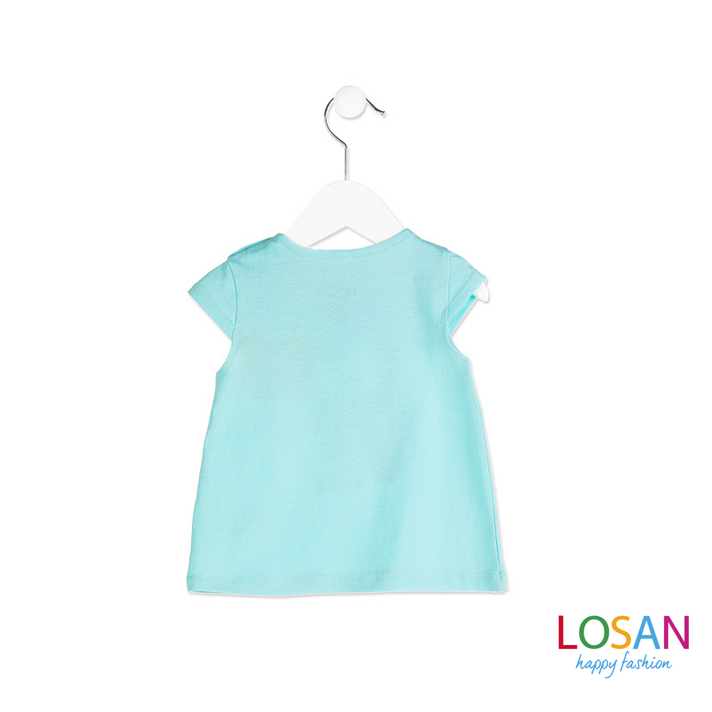 Losan - T-shirt Smanicata Baby Bimba Stampata Verde Acqua ULTIMA TAGLIA 3-6M