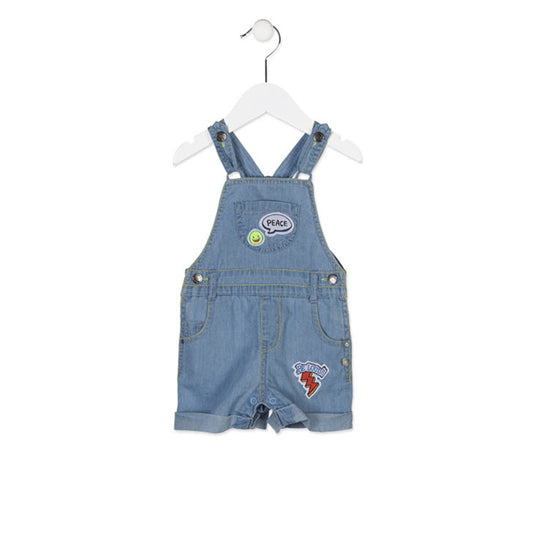 Losan - Baby Boy Denim Overalls with Embroidered Peans