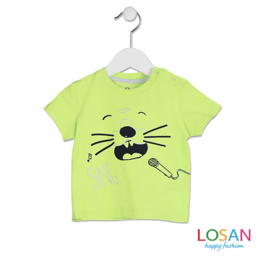 Losan - Baby Boy Green T-Shirt with Animal Face