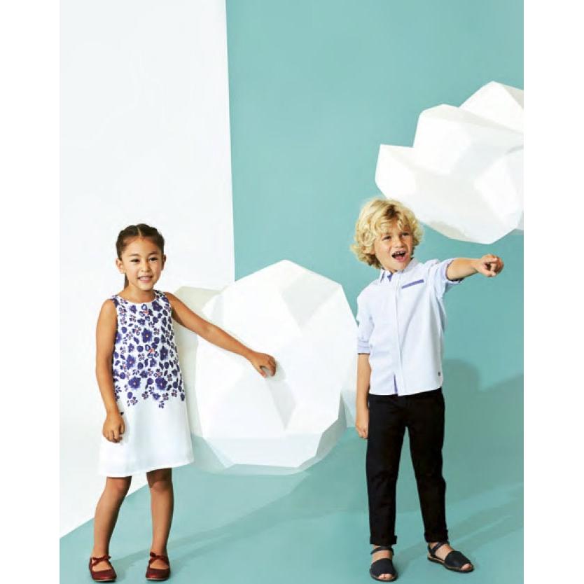 Losan - Vestito Bambina Junior Smanicato Fiori Blu