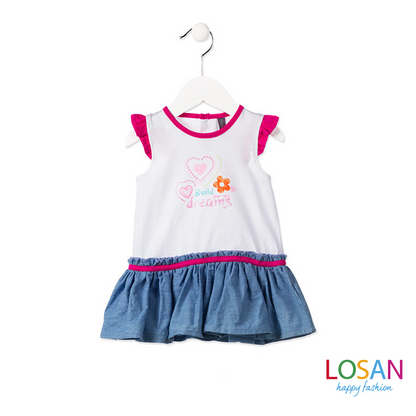 Losan - Fuchsia Sleeveless and Jeans Combined Dress