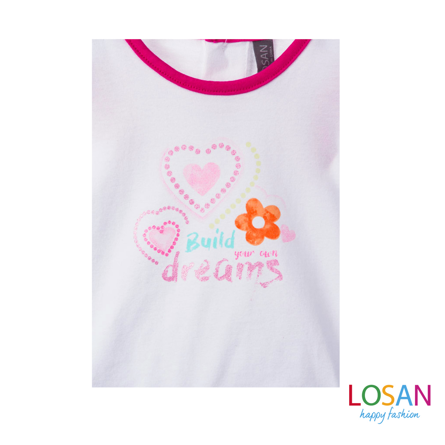 Losan - Vestito Combinato Smanicato Fucsia e Jeans