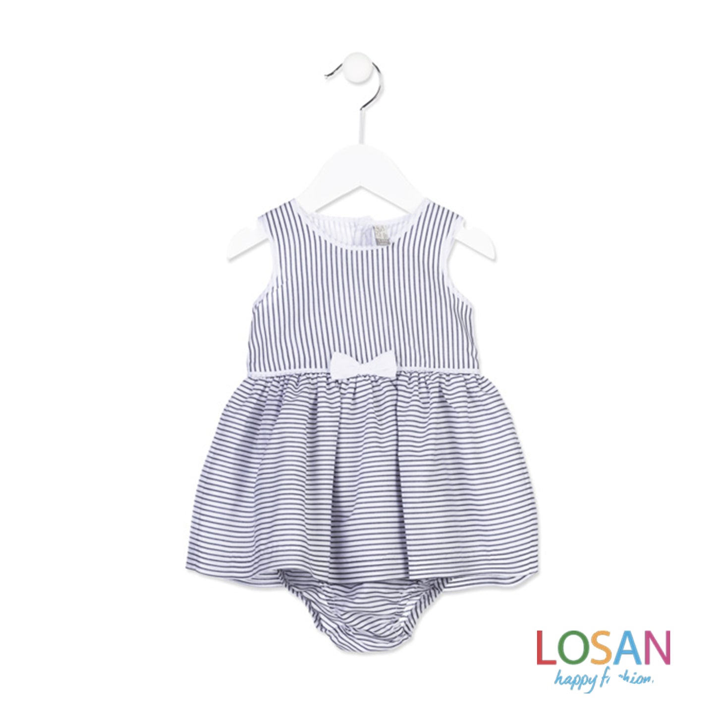 Losan - Vestito Scamiciato a Righe Blu Baby Bambina