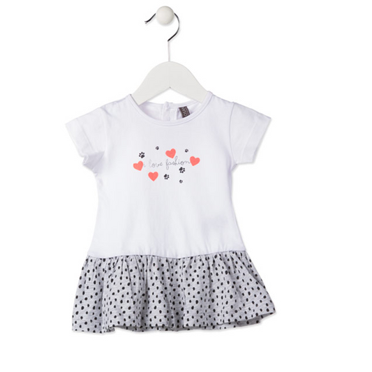 Losan - Baby Girl Short Sleeve Dress with Pois Pattern