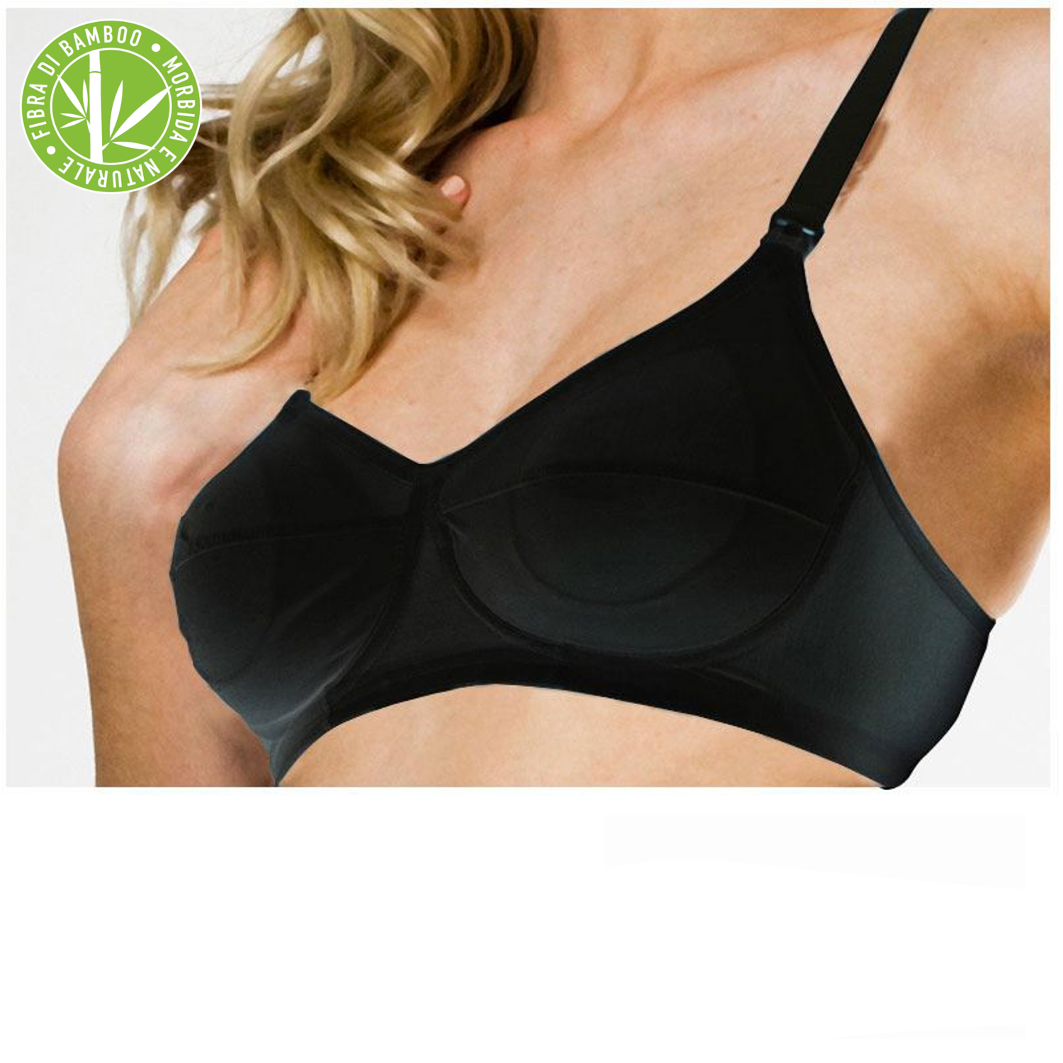 Mysanity - Reggiseno Allattamento Supporto Extra Bamboo Colori Nero/Bianco