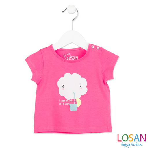 Losan - T-Shirt Bimba Baby Stampata Rosa