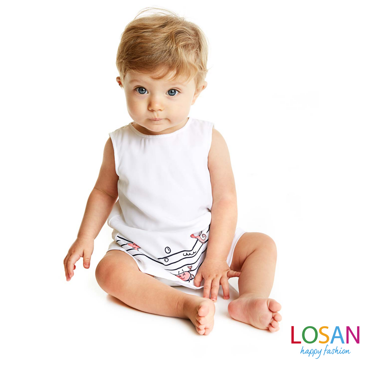 Losan - Vestitino Bimba Neonata Colore Bianco + Culotte ULTIMA TAGLIA 0-1 MESI